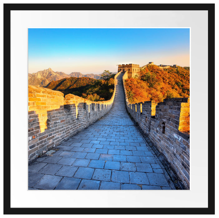Mauer bei Sonnenaufgang Passepartout Quadratisch 55x55