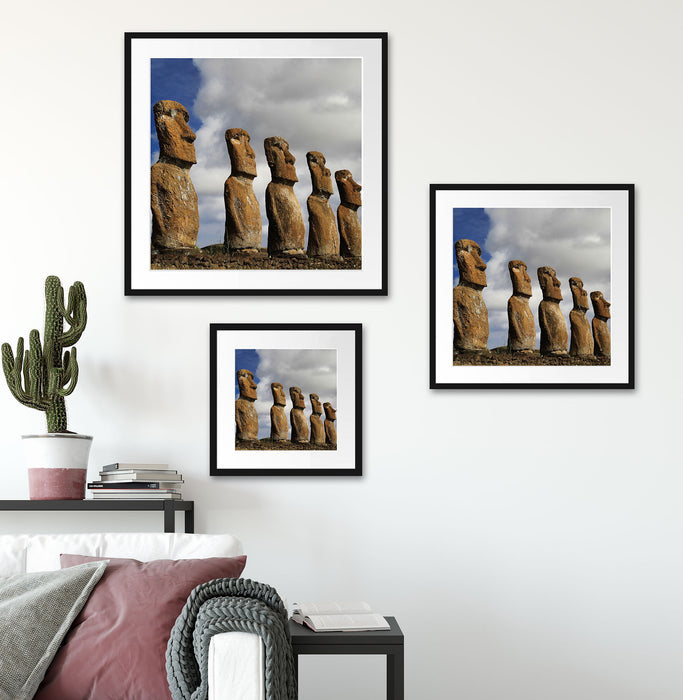 Moai Statuen auf den Osterinseln Quadratisch Passepartout Wohnzimmer