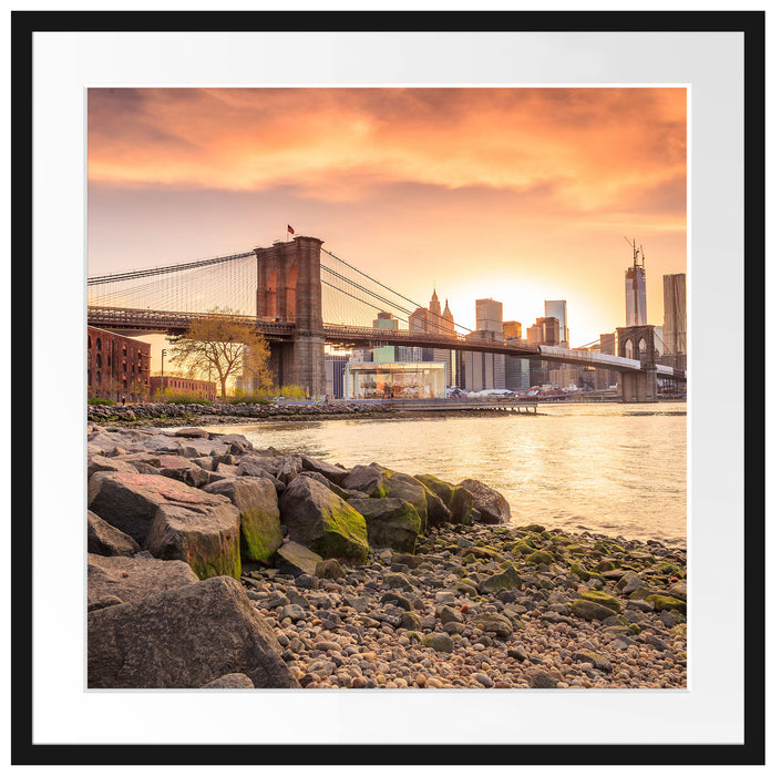 Brooklyn Bridge Sonnenuntergang Passepartout Quadratisch 70x70