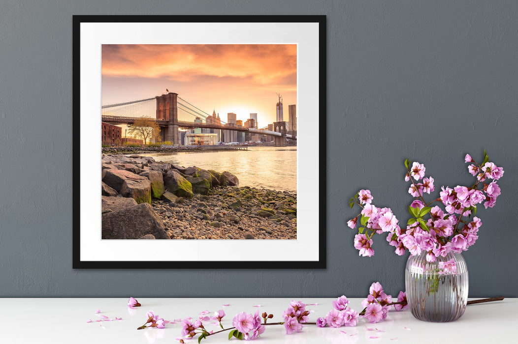 Brooklyn Bridge Sonnenuntergang Quadratisch Passepartout Dekovorschlag