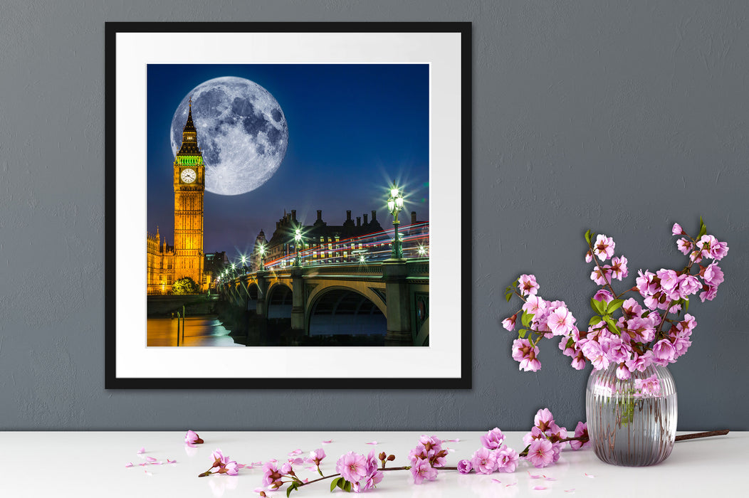 Big Ben vor Mond in London Quadratisch Passepartout Dekovorschlag