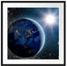Erde im Weltall Passepartout Quadratisch 70x70