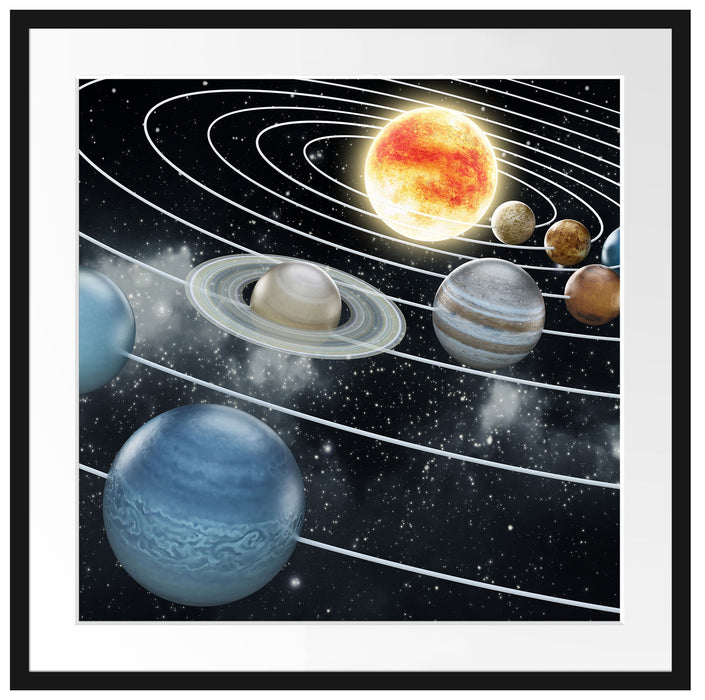 Sonnensystem mit unseren Planeten Passepartout Quadratisch 70x70