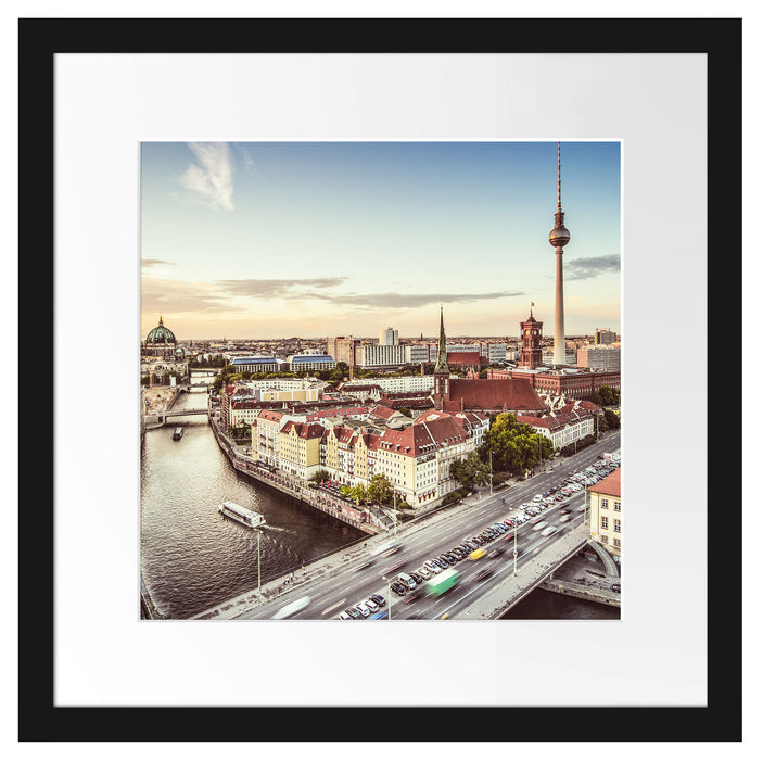 Skyline von Berlin Passepartout Quadratisch 40x40
