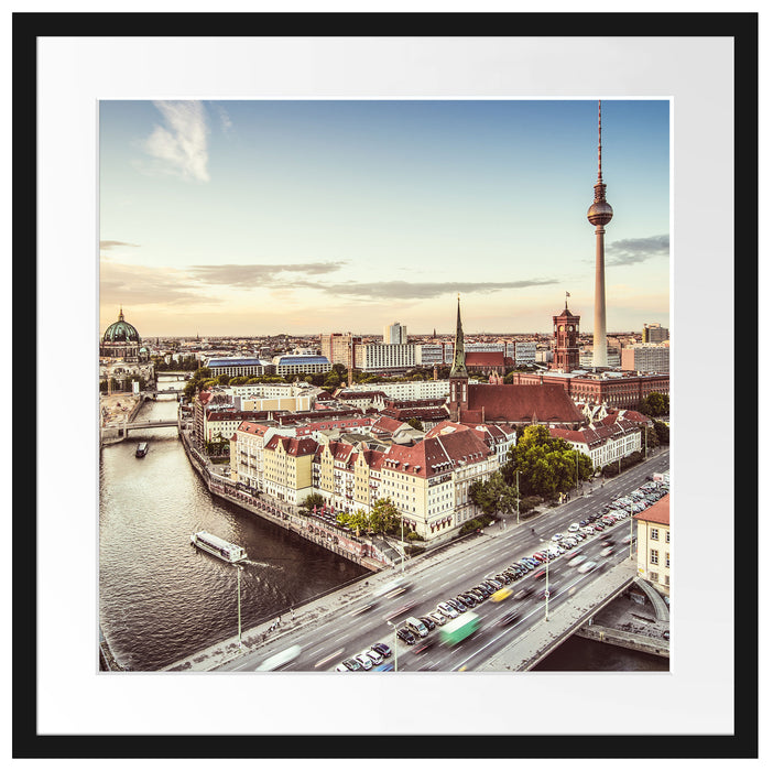 Skyline von Berlin Passepartout Quadratisch 55x55