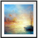 Schönes Gemälde eines Bootes Passepartout Quadratisch 70x70