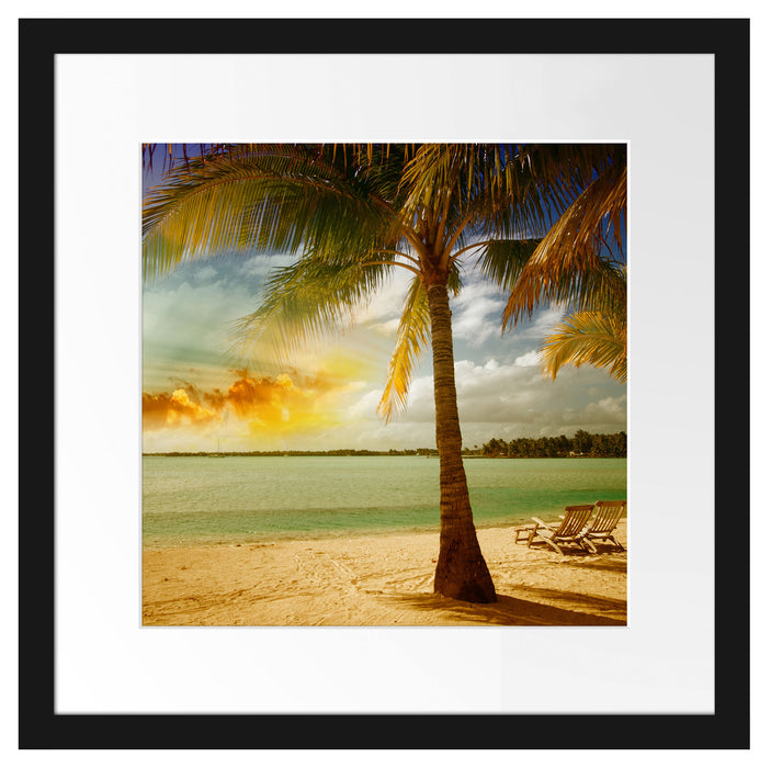 Liegestühle Strand Urlaub Passepartout Quadratisch 40x40