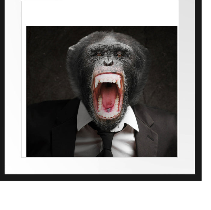 Wütender Affe im Anzug Passepartout Quadratisch 55x55