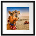 Lustiges Kamel in Wüste Passepartout Quadratisch 40x40