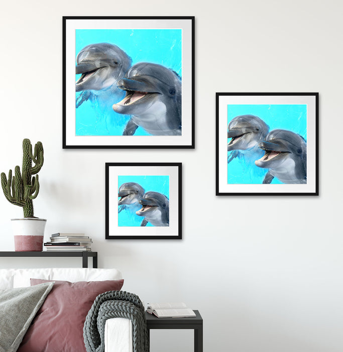 Delfinpaar Quadratisch Passepartout Wohnzimmer