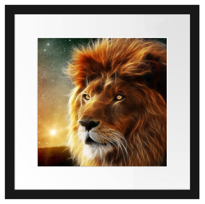 Löwe Abstrakt Art Passepartout Quadratisch 40x40