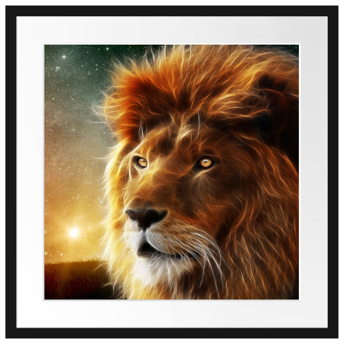 Löwe Abstrakt Art Passepartout Quadratisch 55x55