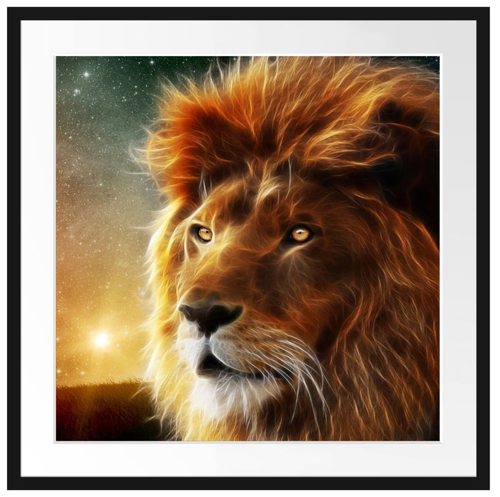 Löwe Abstrakt Art Passepartout Quadratisch 70x70