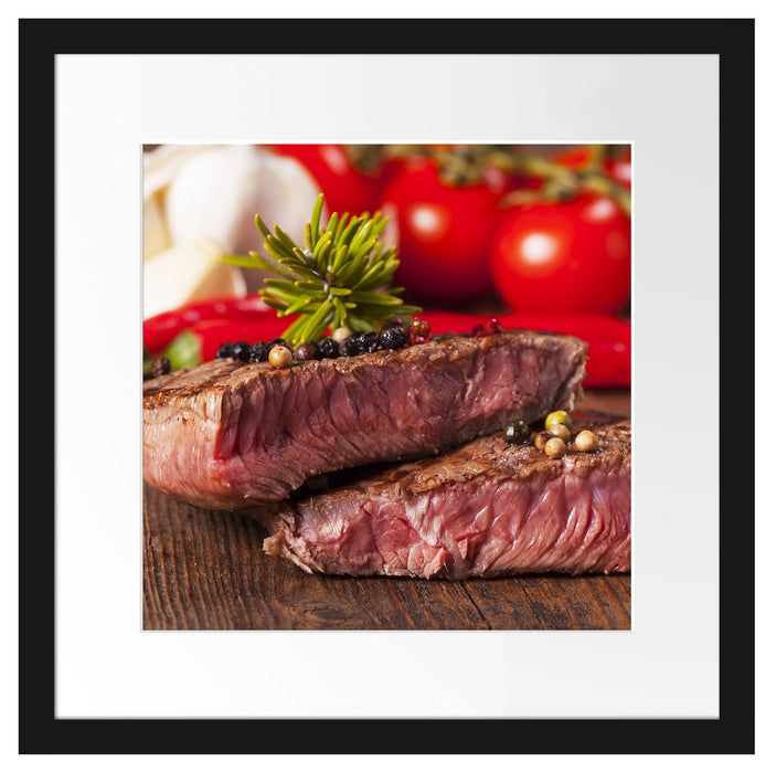 Saftiges Pfeffer Steak Passepartout Quadratisch 40x40