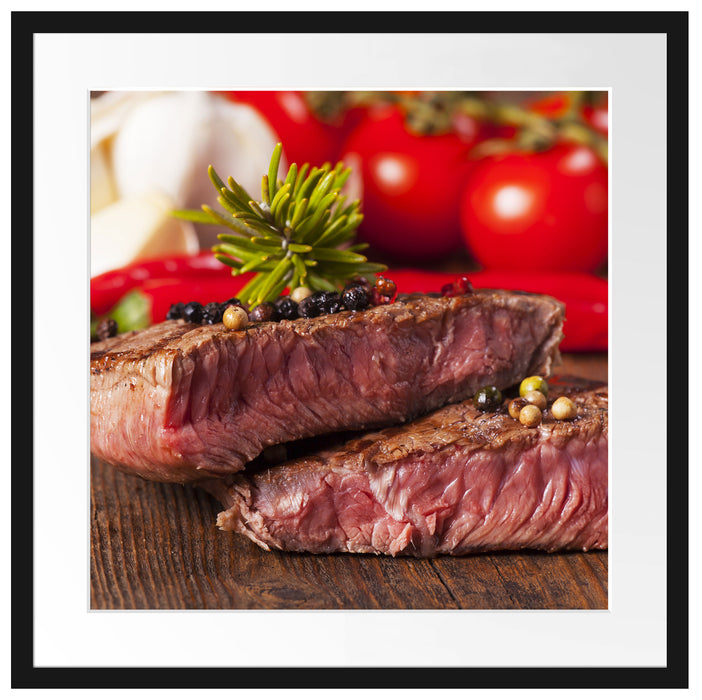 Saftiges Pfeffer Steak Passepartout Quadratisch 55x55
