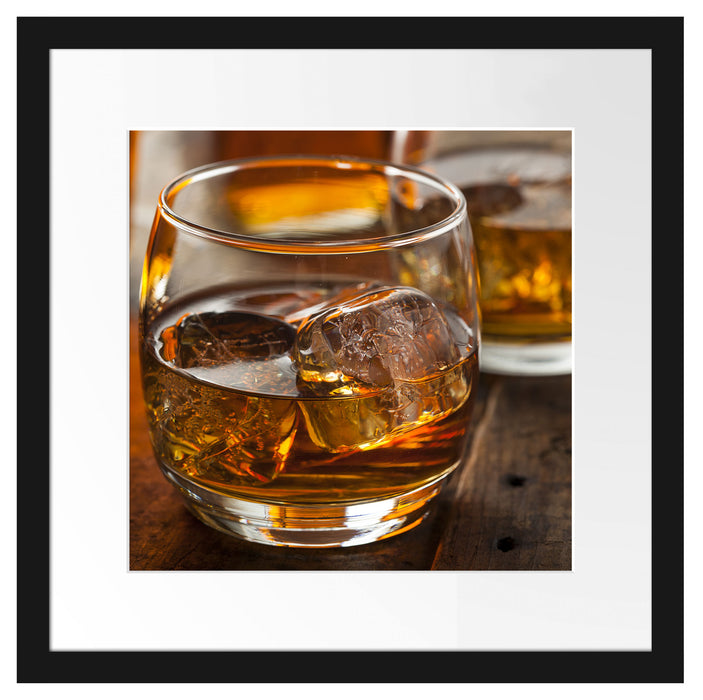 Goldgelber Whiskey Passepartout Quadratisch 40x40
