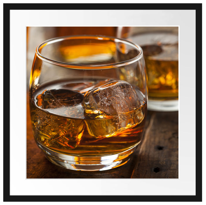 Goldgelber Whiskey Passepartout Quadratisch 55x55