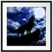 Wolf im Mondschein Passepartout Quadratisch 55x55