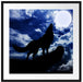 Wolf im Mondschein Passepartout Quadratisch 70x70