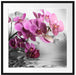 Orchideenblüten über Wasser Passepartout Quadratisch 70x70