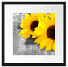 schöne Sonnenblumen auf Holztisch Passepartout Quadratisch 40x40