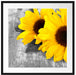 schöne Sonnenblumen auf Holztisch Passepartout Quadratisch 70x70