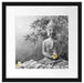 Buddha mit Monoi Blüte in der Hand Passepartout Quadratisch 40x40