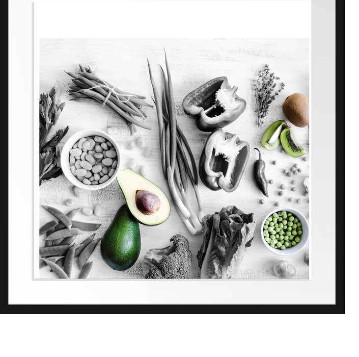 Gemüse und Obst Vielfalt Passepartout Quadratisch 70x70
