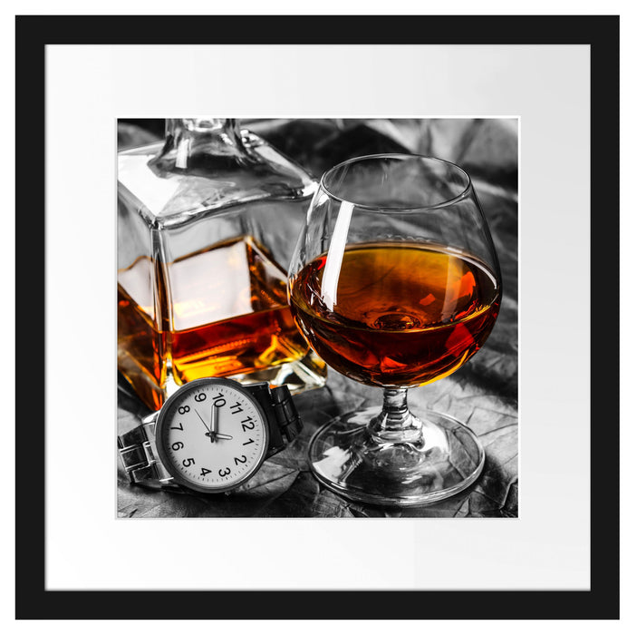 Man Things mit Whiskey und Uhr Passepartout Quadratisch 40x40
