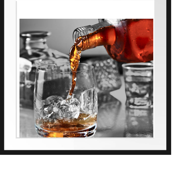 Whiskey im Whiskeyglas Passepartout Quadratisch 70x70