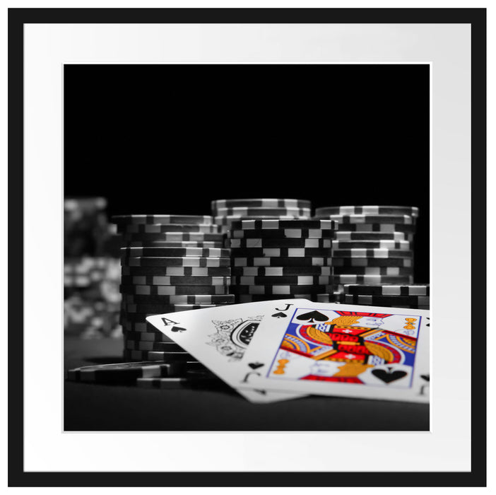 Pokerchips und Karten Passepartout Quadratisch 55x55