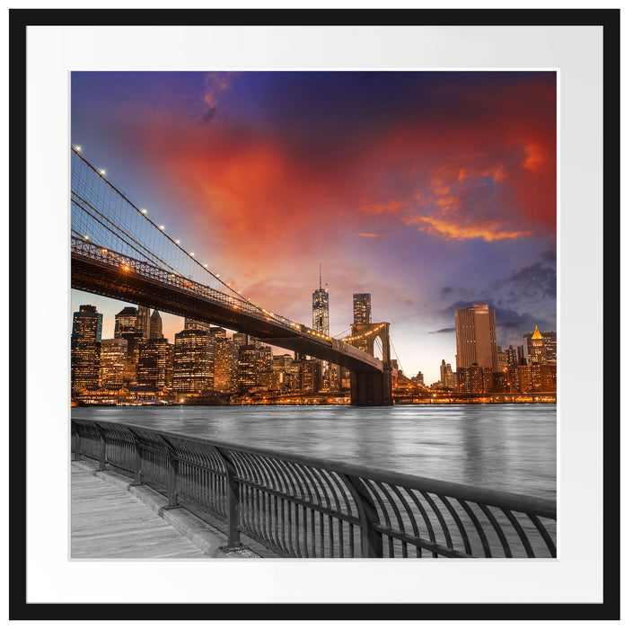 Brooklyn Bridge in New York Passepartout Quadratisch 70x70