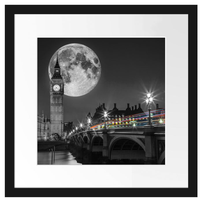 Big Ben mit Mond London Passepartout Quadratisch 40x40