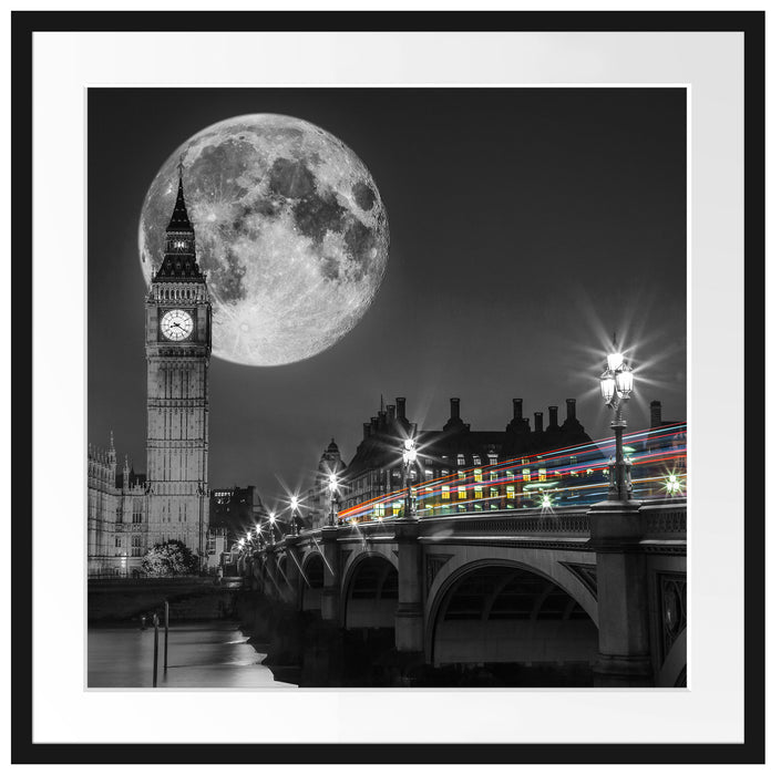 Big Ben mit Mond London Passepartout Quadratisch 70x70