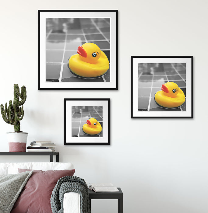 Quietsche Ente im Wasser Quadratisch Passepartout Wohnzimmer