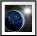 Erde mit Sonne im Weltall Passepartout Quadratisch 55x55
