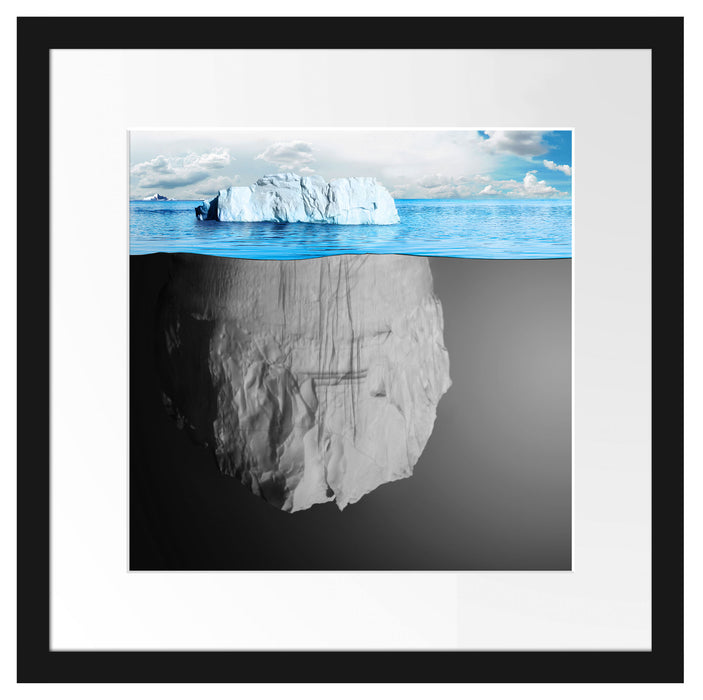 Eisberg im Wasser Illusion Passepartout Quadratisch 40x40