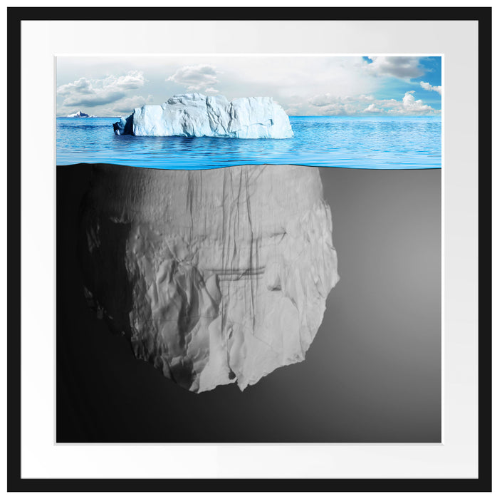 Eisberg im Wasser Illusion Passepartout Quadratisch 70x70
