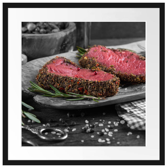 Saftiges Steak Zubereitung Passepartout Quadratisch 55x55