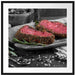 Saftiges Steak Zubereitung Passepartout Quadratisch 70x70