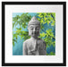 Buddha auf Steinen mit Monoi Blüte Passepartout Quadratisch 40x40