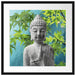 Buddha auf Steinen mit Monoi Blüte Passepartout Quadratisch 55x55