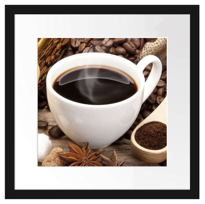 Edler Kaffee und Kaffeebohnen Passepartout Quadratisch 40x40