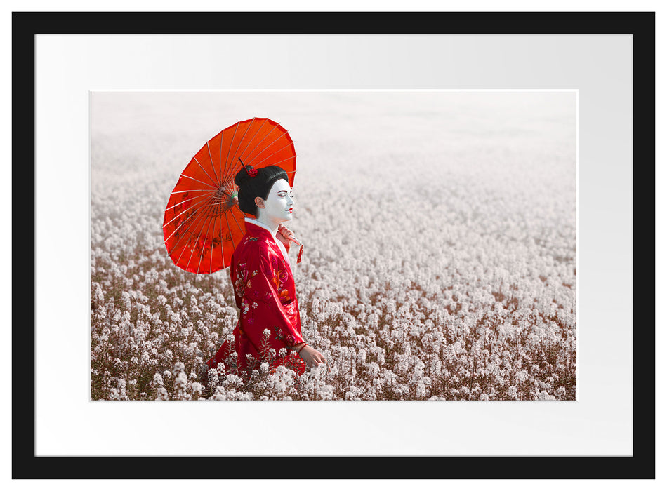 Geisha auf dem Feld Passepartout 55x40