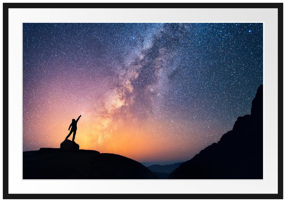 Pixxprint Sternenfänger Milchstraße, im Galerie-Passepartout Bilderrahmen