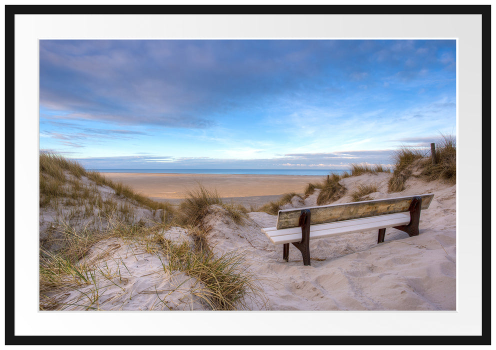 Pixxprint Blick auf das Meer, im Galerie-Passepartout Bilderrahmen