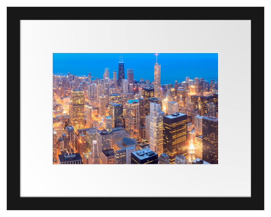 Luftaufnahme Chicago Passepartout 38x30