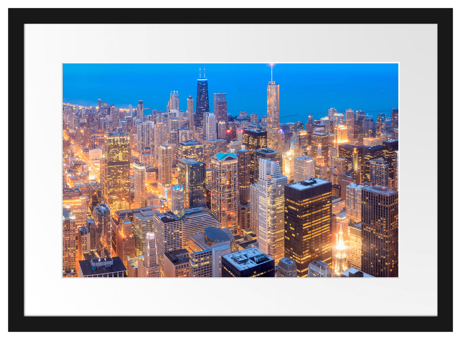 Luftaufnahme Chicago Passepartout 55x40