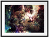 Bunte Nebelgalaxie und Sterne Passepartout 80x60