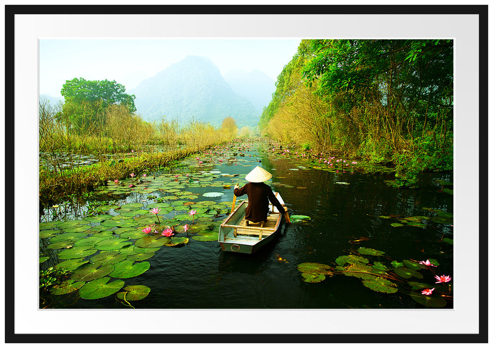 Pixxprint Yen-Stream Vietnam, im Galerie-Passepartout Bilderrahmen